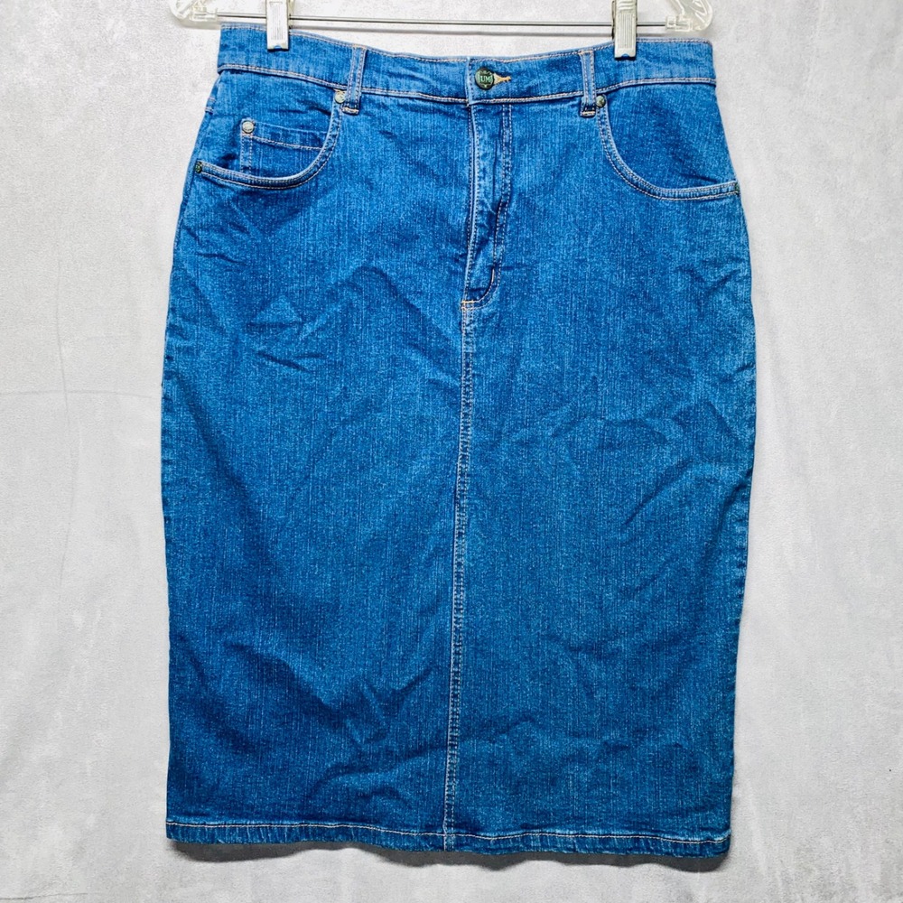 Destiny Blue Denim Pencil Skirt Knee Length High Rise Women's‎ Size 12